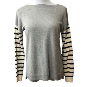 American Living grey w/ stripe sleeves sweater S